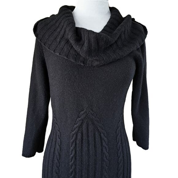 Anthropologie Sleeping on Snow Black Lancet Cowl Neck Sweater Dress Size Large - Picture 5 of 8
